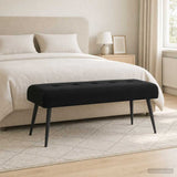Button tufted bench Black 110 x 40 x 46 cm Velvet