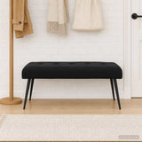 Button tufted bench Black 110 x 40 x 46 cm Velvet - Side View