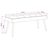 Button tufted bench Black 110 x 40 x 46 cm Velvet - Rear View