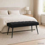 Button tufted bench Black 110 x 40 x 46 cm Velvet