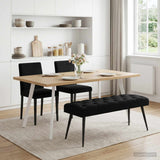 Button tufted bench Black 110 x 40 x 46 cm Velvet