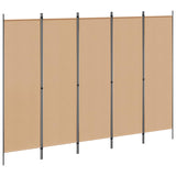 5-Panel Room Divider Beige 250 x 180 cm Fabric
