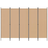 5-Panel Room Divider Beige 250 x 180 cm Fabric - Side View
