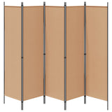 5-Panel Room Divider Beige 250 x 180 cm Fabric - 45-Degree Angle