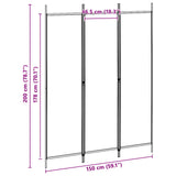 3-Panel Room Divider Beige 150 x 200 cm Fabric - Low Angle