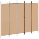 5-Panel Room Divider Beige 250 x 200 cm Fabric