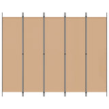 5-Panel Room Divider Beige 250 x 200 cm Fabric
