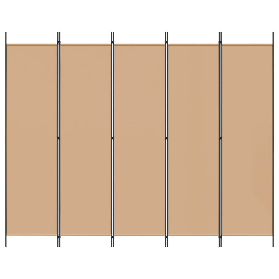 5-Panel Room Divider Beige 250 x 200 cm Fabric