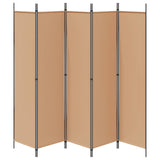 5-Panel Room Divider Beige 250 x 200 cm Fabric - Rear View