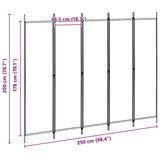 5-Panel Room Divider Beige 250 x 200 cm Fabric - Low Angle