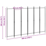 6-Panel Room Divider Beige 300 x 200 cm Fabric - Low Angle