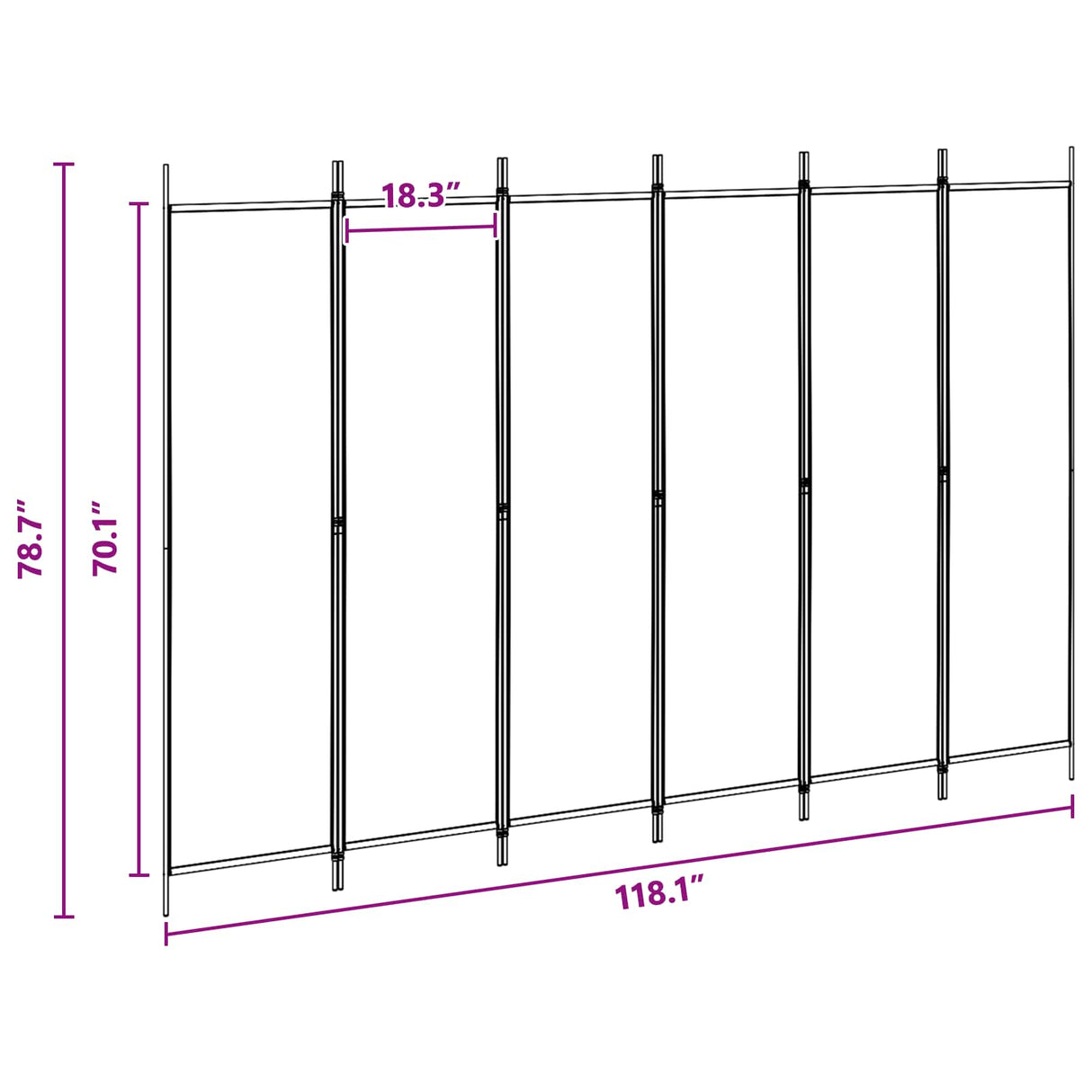 6-Panel Room Divider Beige 300 x 200 cm Fabric