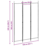 3-Panel Room Divider Beige 150 x 220 cm Fabric - Low Angle