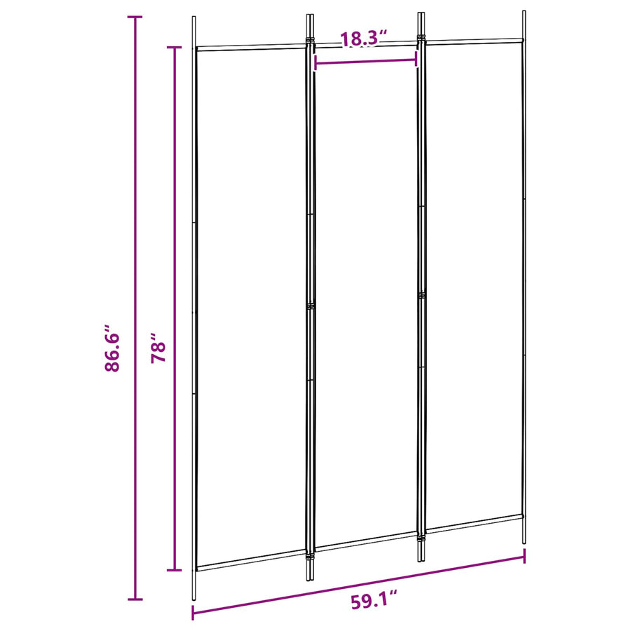 3-Panel Room Divider Beige 150 x 220 cm Fabric