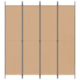 4-Panel Room Divider Beige 200 x 220 cm Fabric - Top-Down View