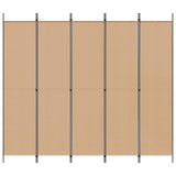 5-Panel Room Divider Beige 250 x 220 cm Fabric - Top-Down View
