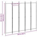 5-Panel Room Divider Beige 250 x 220 cm Fabric - Low Angle