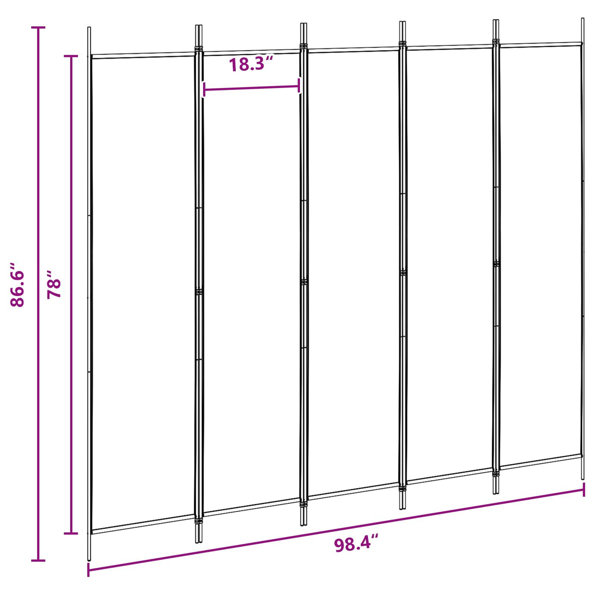 5-Panel Room Divider Beige 250 x 220 cm Fabric