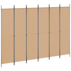 6-Panel Room Divider Beige 300 x 220 cm Fabric