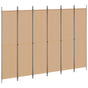 6-Panel Room Divider Beige 300 x 220 cm Fabric