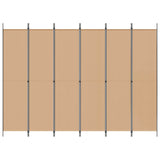 6-Panel Room Divider Beige 300 x 220 cm Fabric - Top-Down View
