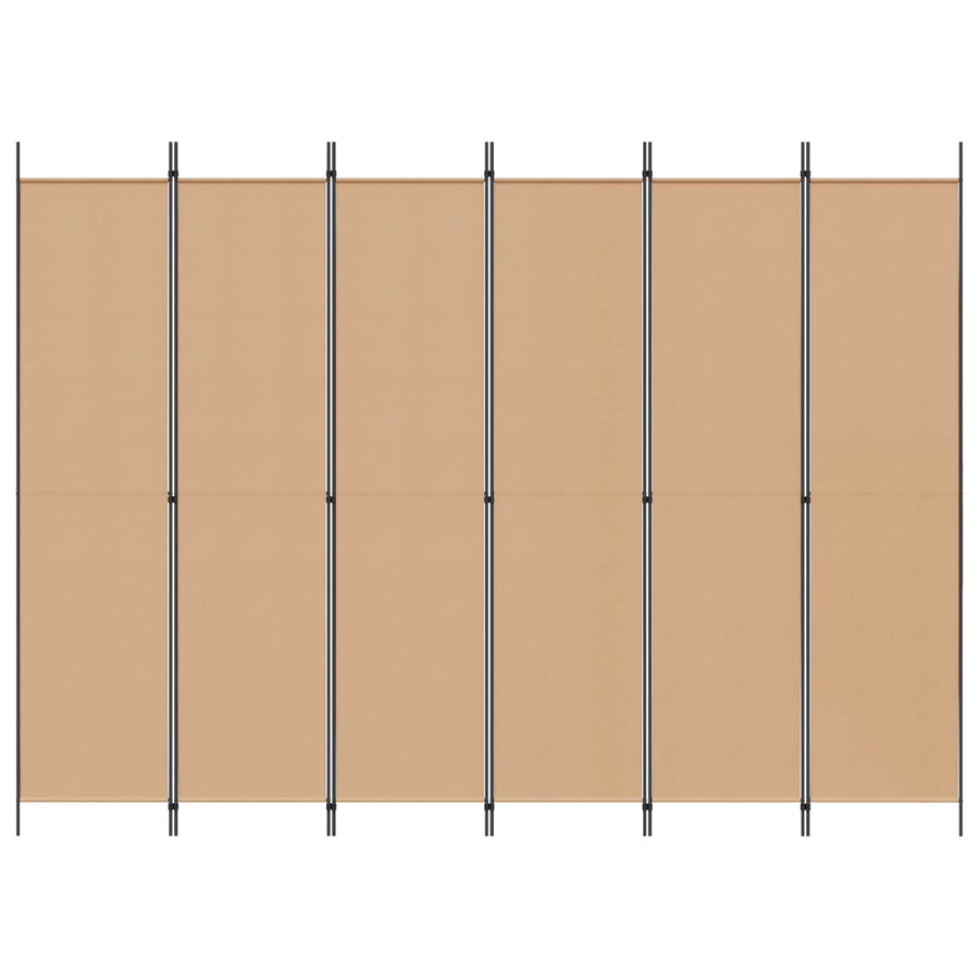 6-Panel Room Divider Beige 300 x 220 cm Fabric