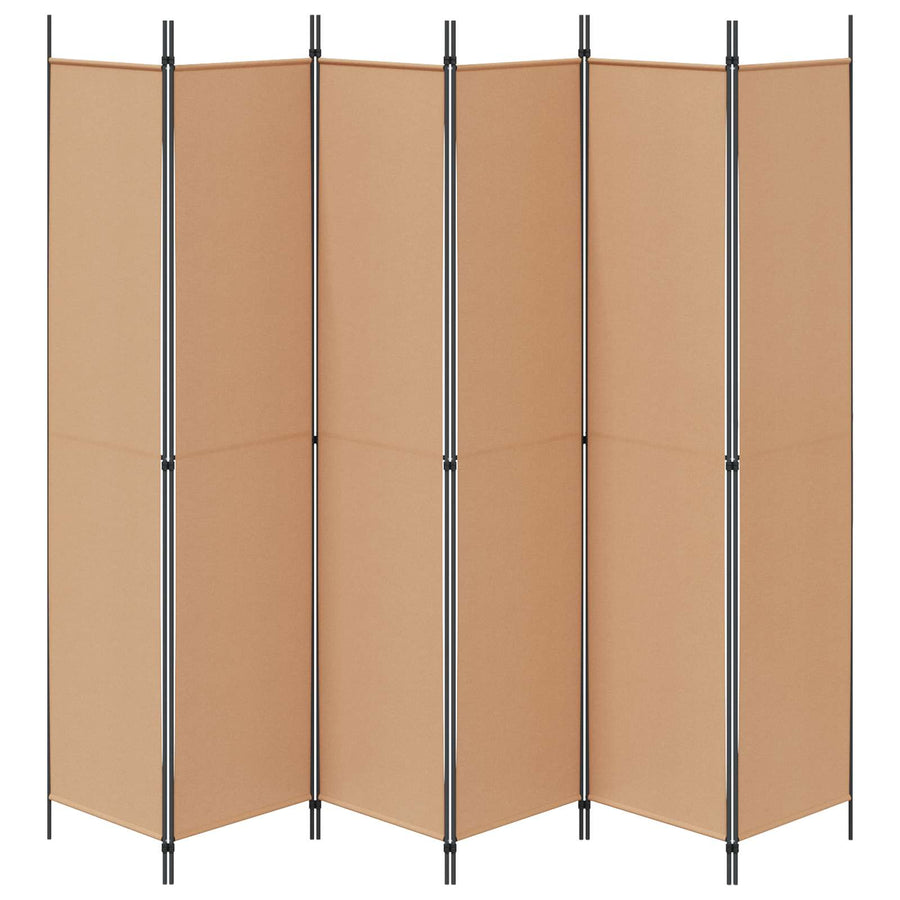 6-Panel Room Divider Beige 300 x 220 cm Fabric