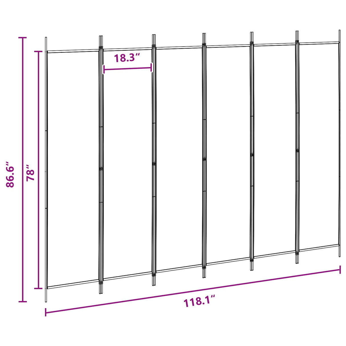 6-Panel Room Divider Beige 300 x 220 cm Fabric