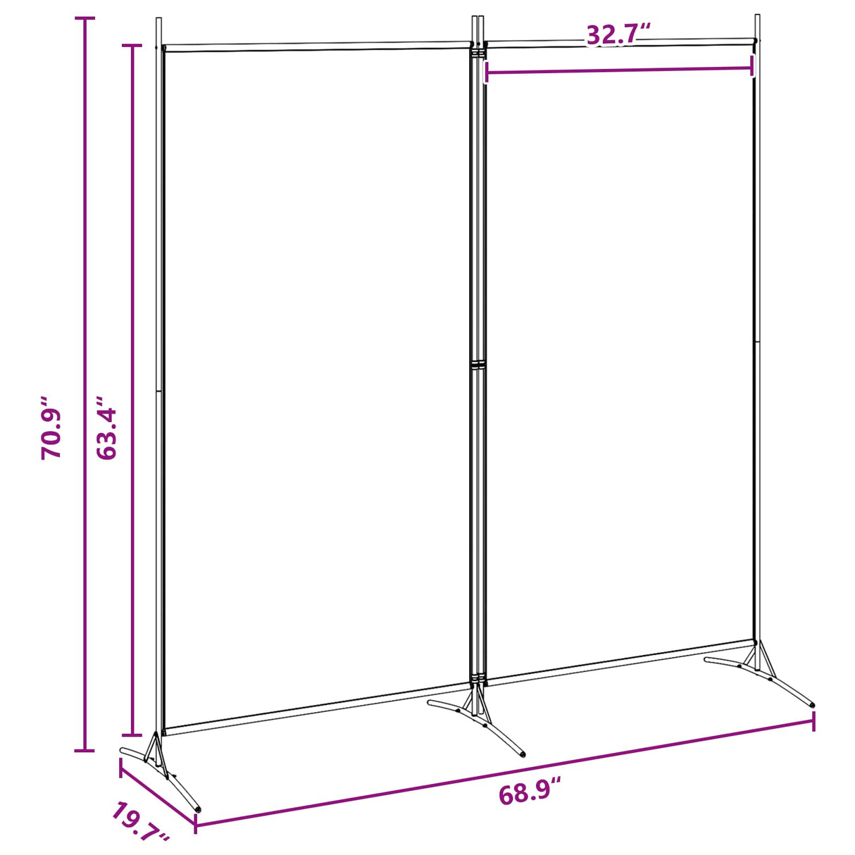 2-Panel Room Divider Beige 175 x 180 cm Fabric