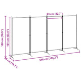 4-Panel Room Divider Beige 346 x 180 cm Fabric - Low Angle