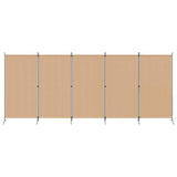5-Panel Room Divider Beige 433 x 180 cm Fabric