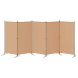 5-Panel Room Divider Beige 433 x 180 cm Fabric - Rear View