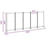 5-Panel Room Divider Beige 433 x 180 cm Fabric - Close-Up Angle