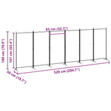 6-Panel Room Divider Beige 520 x 180 cm Fabric
