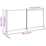 2-Panel Room Divider Beige 348 x 180 cm Fabric - Low Angle