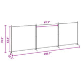 4-Panel Room Divider Beige 525 x 180 cm Fabric - Close-Up Angle