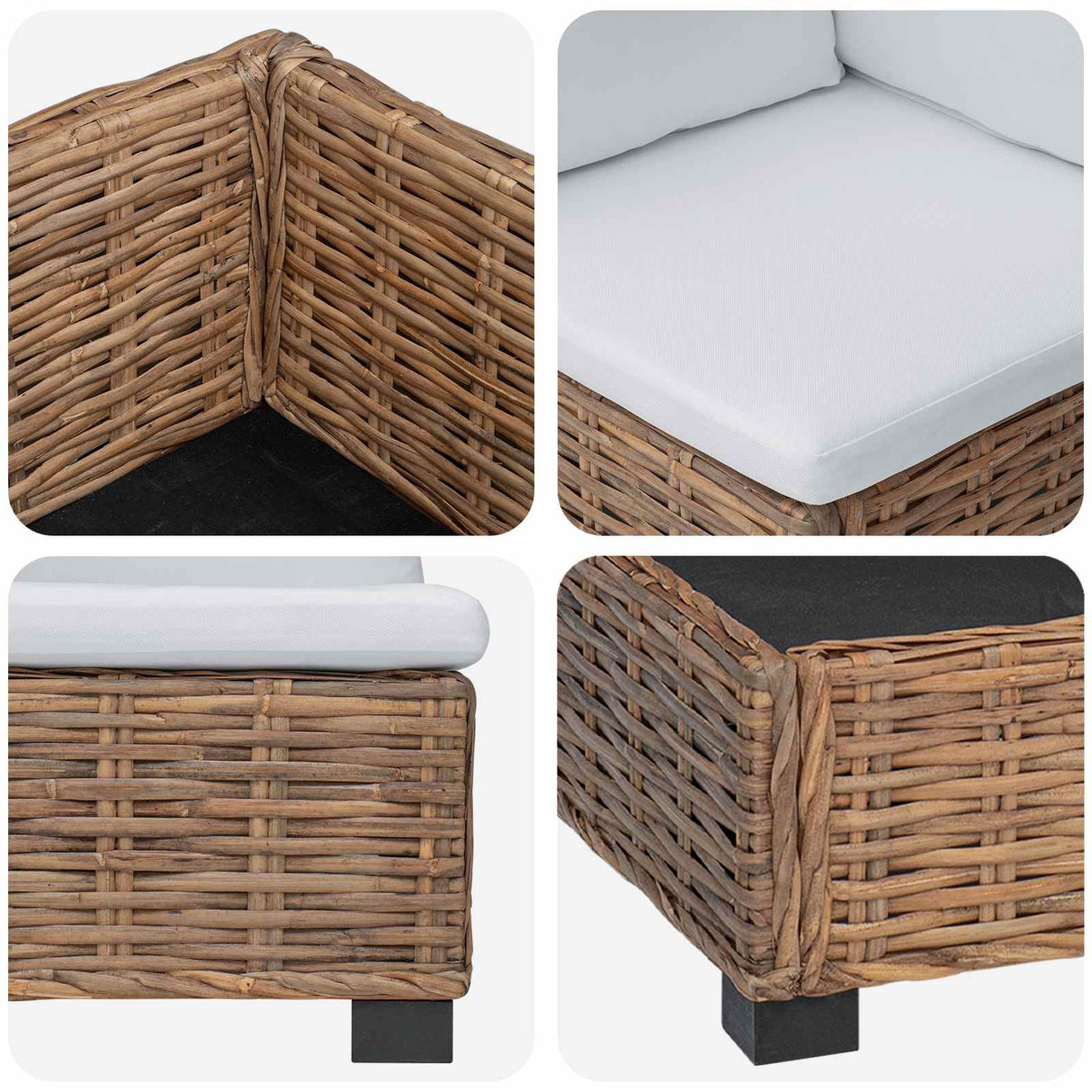 2 pcs Rattan Lounge Set with Cushions GENDT Natural Rattan