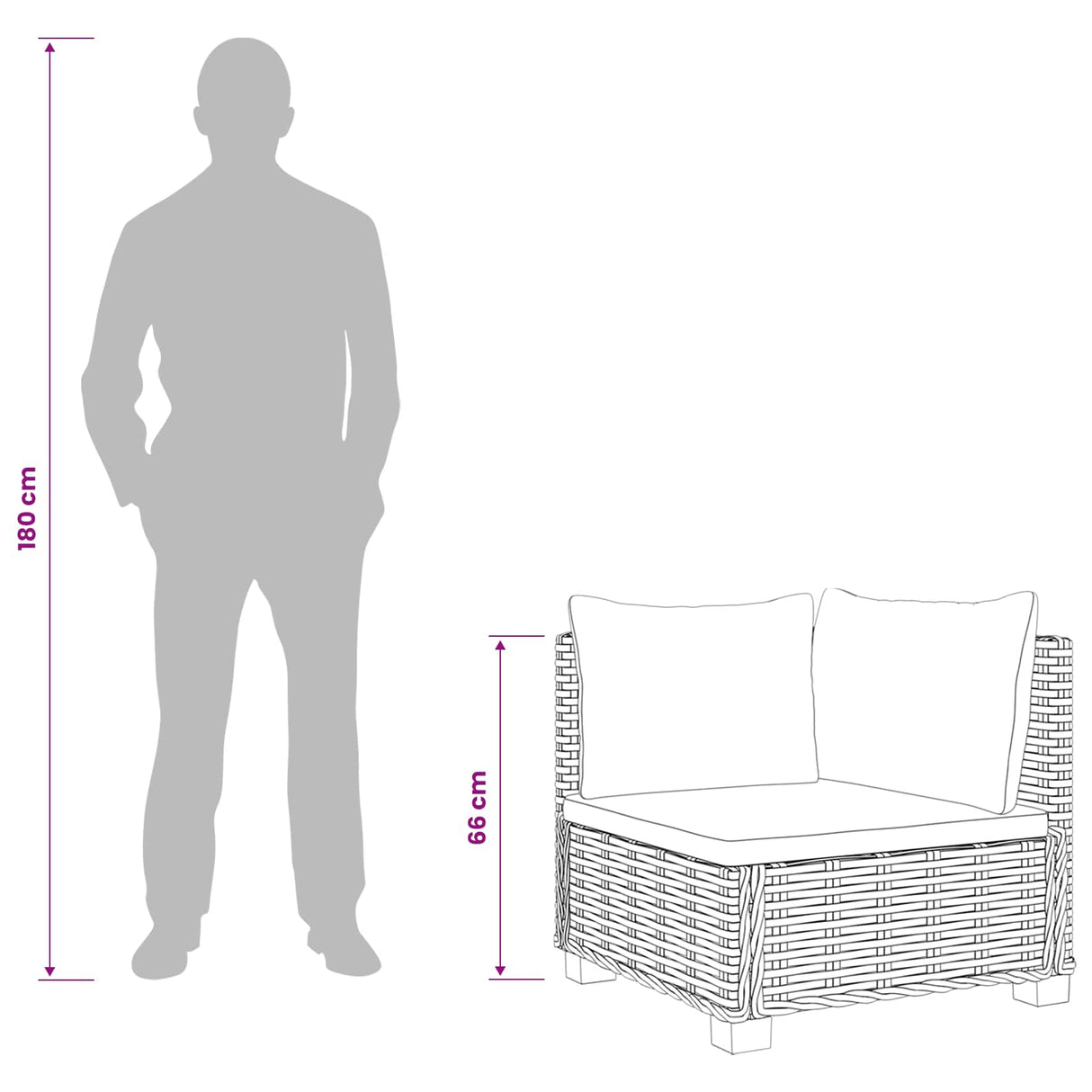 2 pcs Rattan Lounge Set with Cushions GENDT Natural Rattan