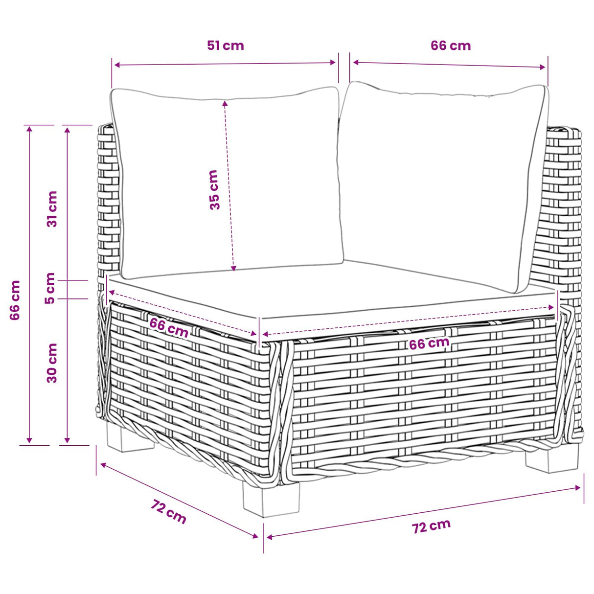 2 pcs Rattan Lounge Set with Cushions GENDT Natural Rattan