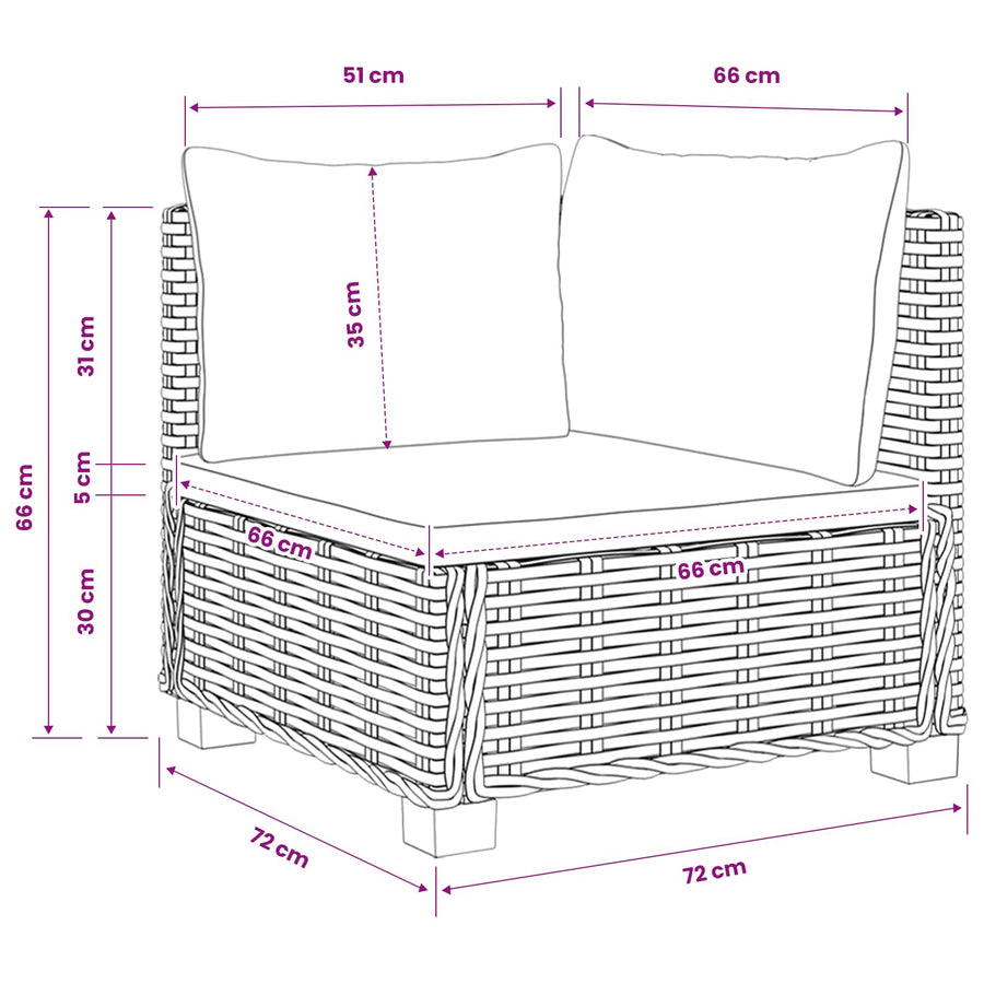 2 pcs Rattan Lounge Set with Cushions GENDT Natural Rattan