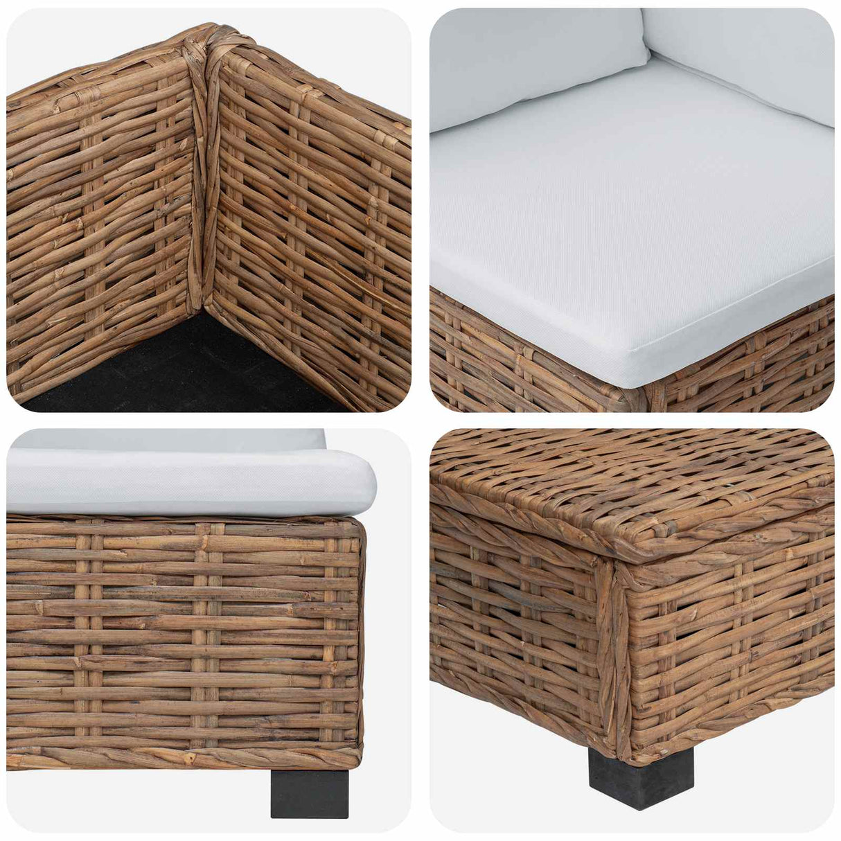 3 pcs Rattan Lounge Set with Cushions GENDT Natural Rattan