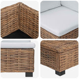 3 pcs Rattan Lounge Set with Cushions GENDT Natural Rattan - Low Angle