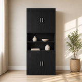 Wall Cabinet Black Oak 80 x 42.5 x 64 cm Engineered Wood