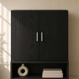 Wall Cabinet Black Oak 80 x 42.5 x 64 cm Engineered Wood - Side View