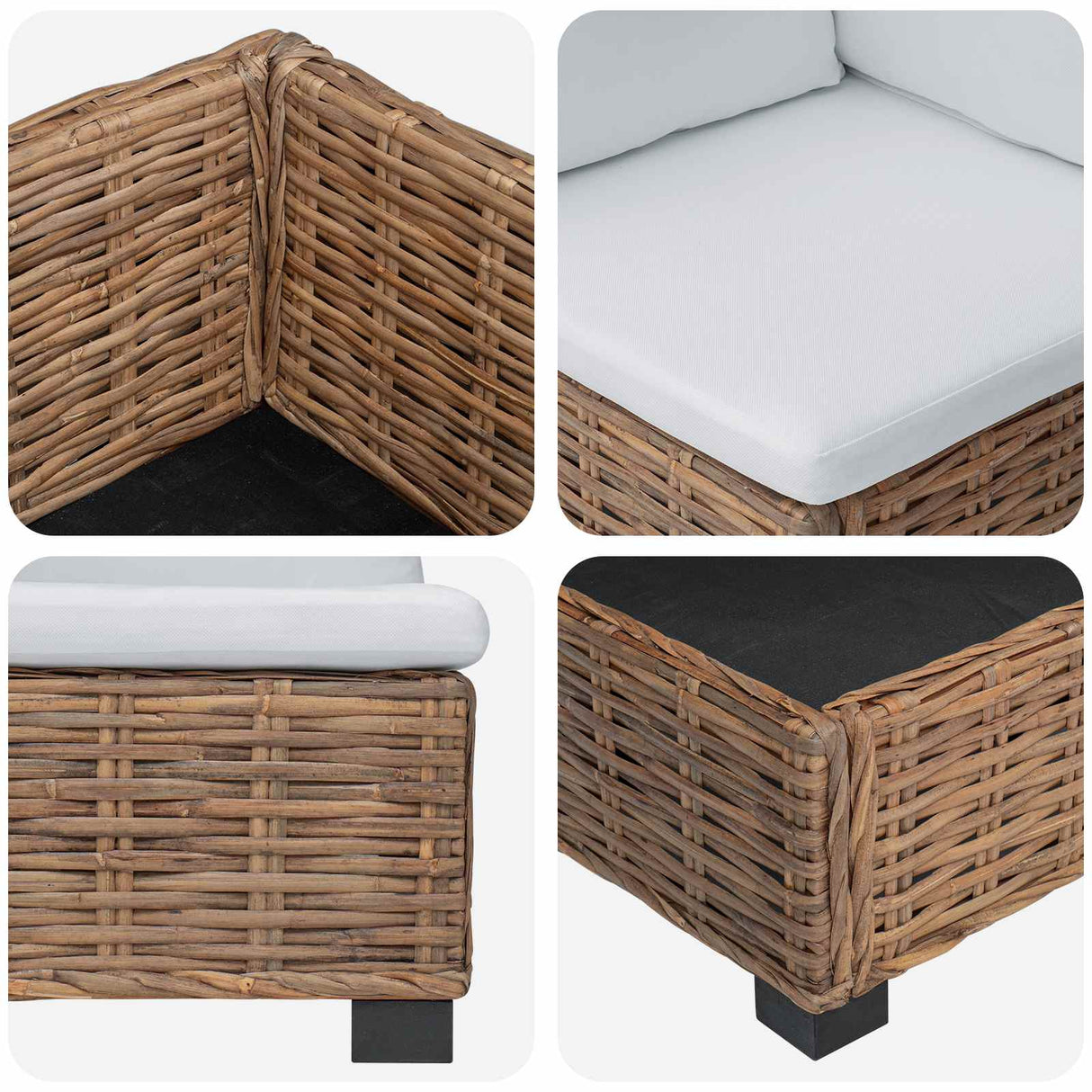 Corner Sofa with Cushions GENDT Natural Rattan Natural