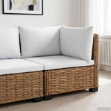 Corner Sofa with Cushions GENDT Natural Rattan Natural