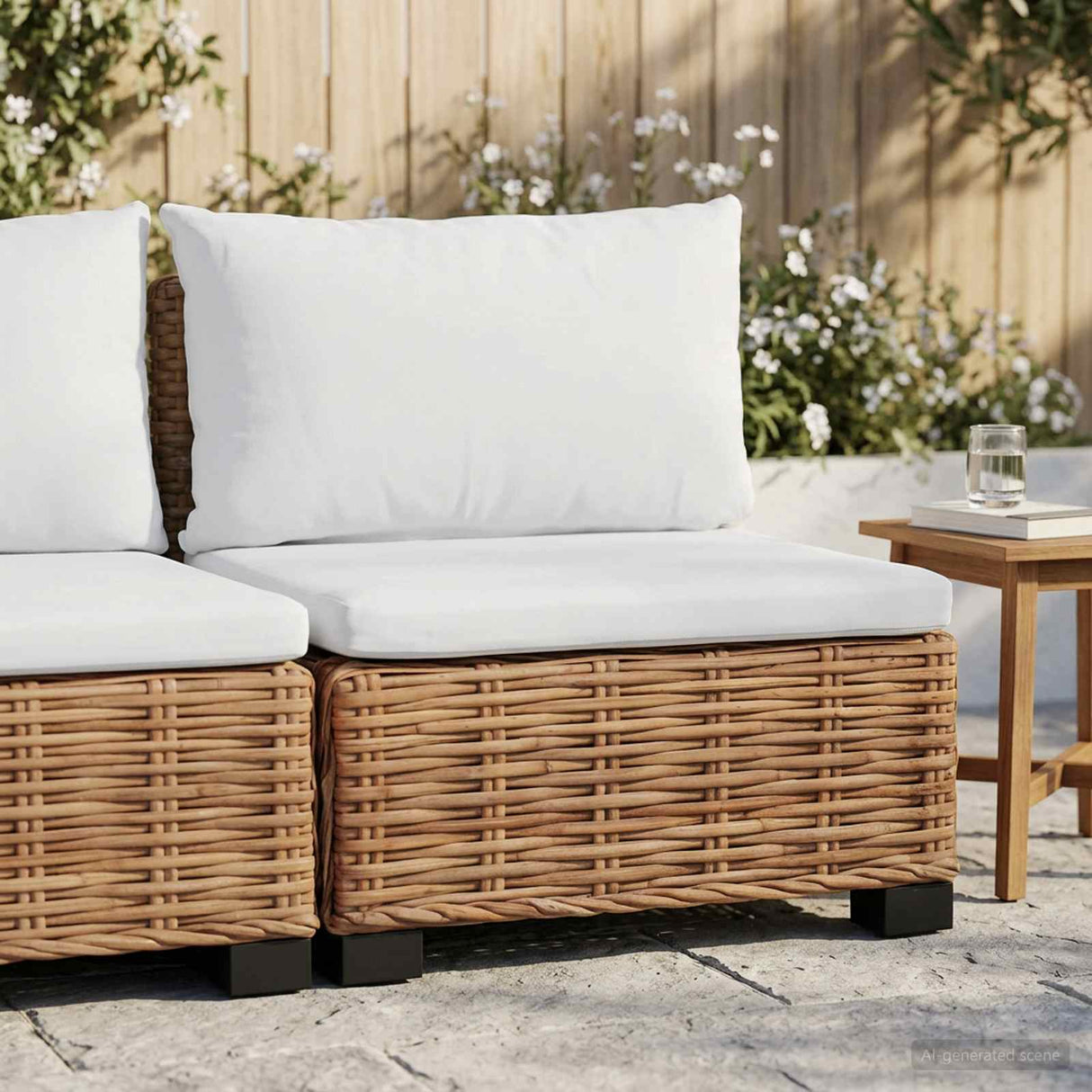 Middle Sofa with Cushions GENDT Natural Rattan Natural