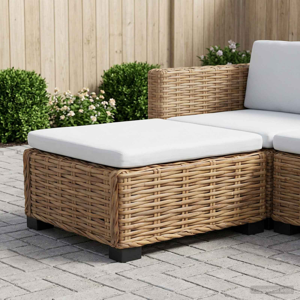 Footrest with Cushion GENDT Natural Rattan Natural