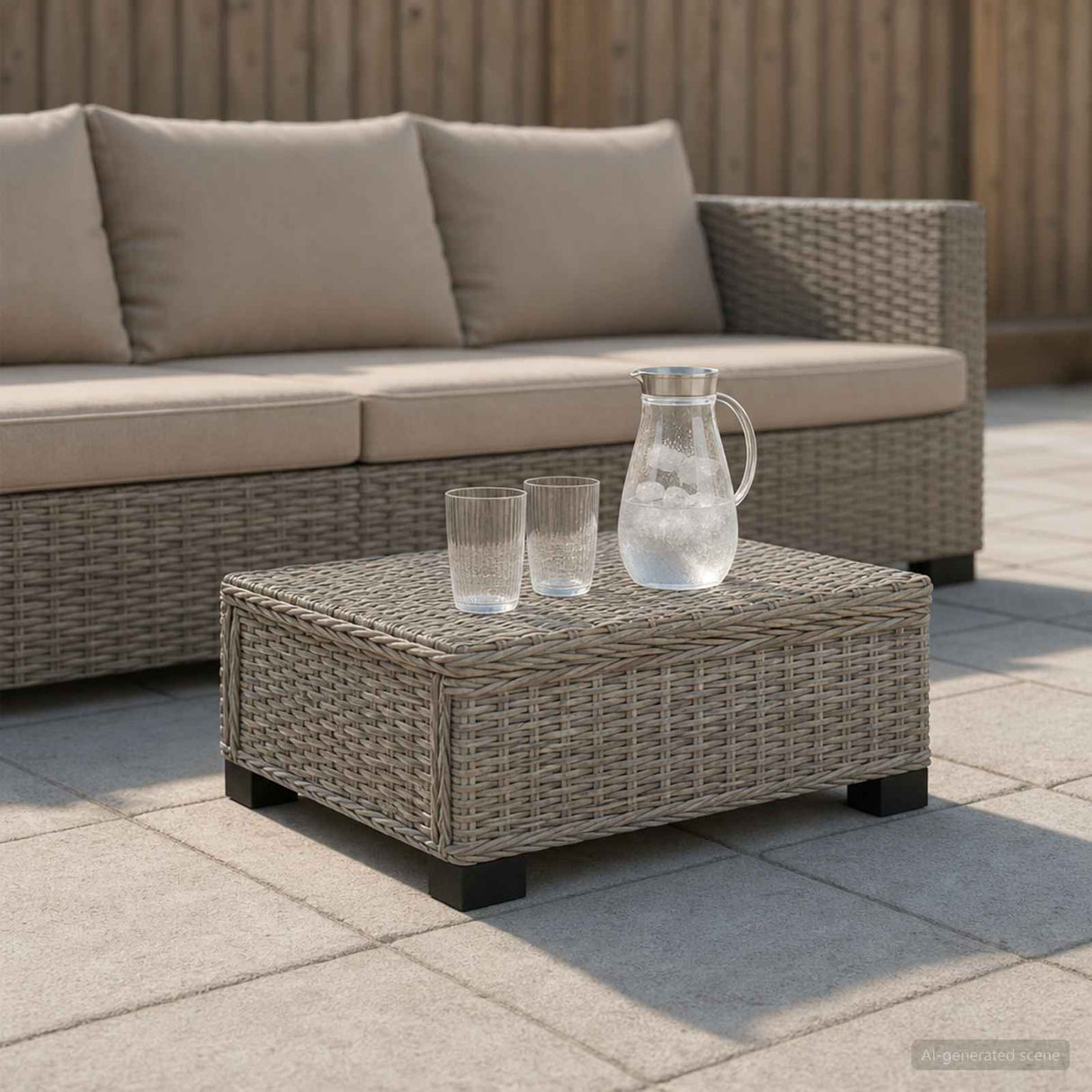 Coffee Table GENDT Natural Rattan Kubu Grey 67 x 60 x 30 cm