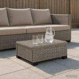 Coffee Table GENDT Natural Rattan Kubu Grey 67 x 60 x 30 cm - Side View